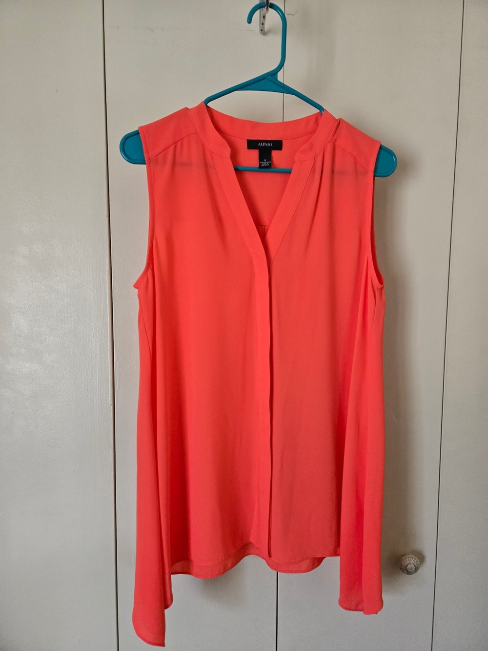 Alfani Sleeveless V-Neck Blouse in Coral